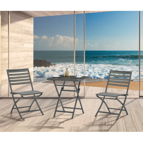 Modern outdoor plastic wood folding table and chair,Garden Furniture 3PCS (2 Chairs+1 table)