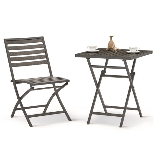 Modern outdoor plastic wood folding table and chair,Garden Furniture 3PCS (2 Chairs+1 table)