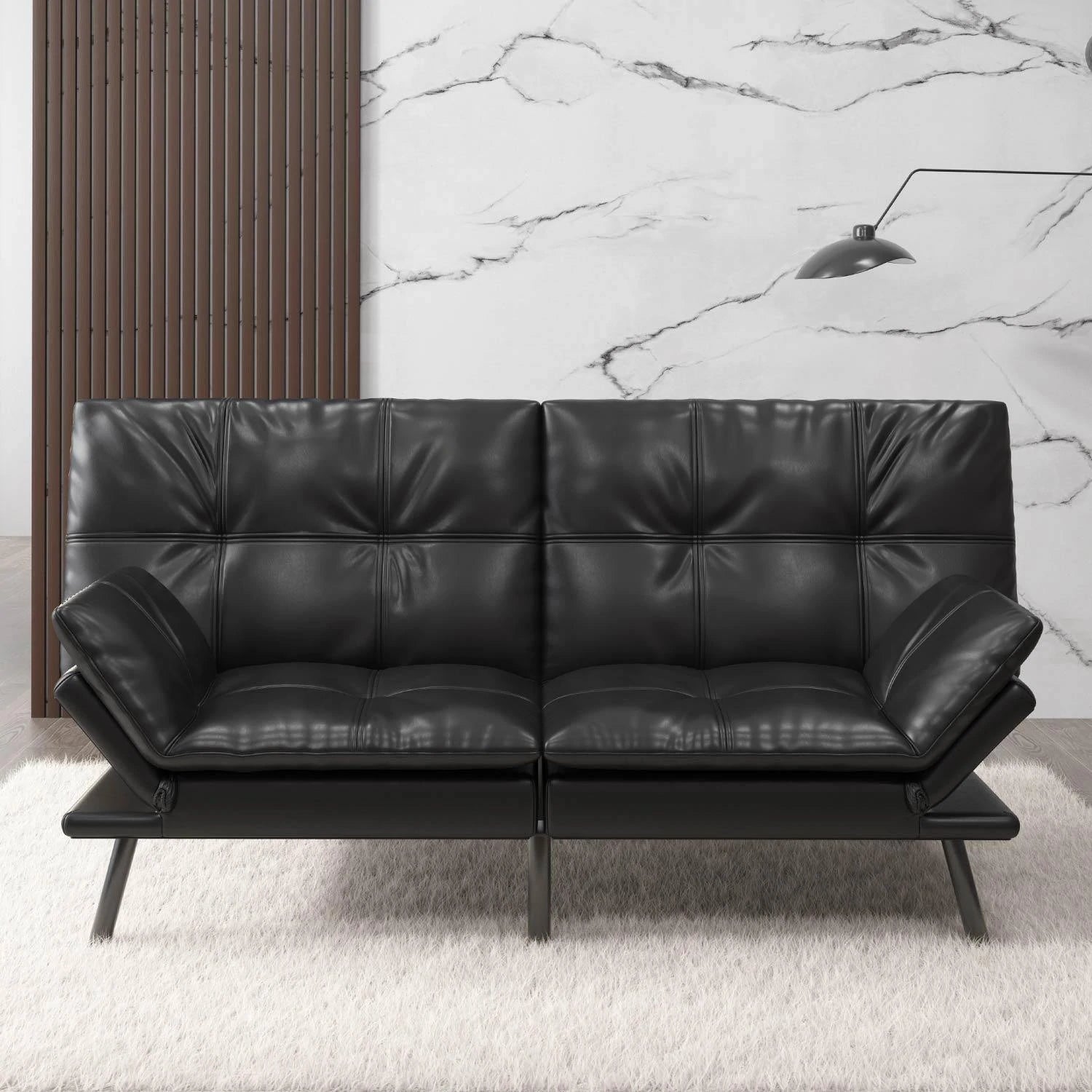 Mydepot Comfortable Armless Sofa Bed, SF-267PU-BK